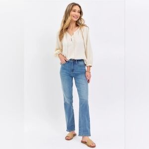Judy Blue HR Medium Wash Classic Straight Fit Jeans Stretch Office 13/31 NEW